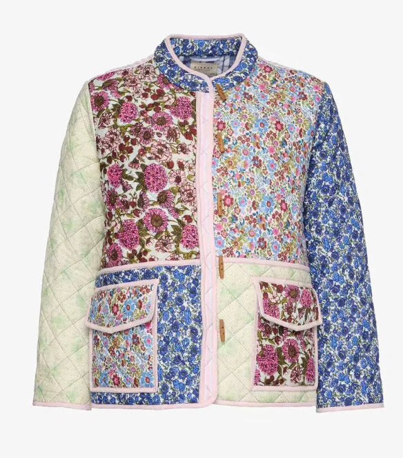 All-matching Printed Stitching Loose Casual Long Sleeves Cotton Coat Jacket