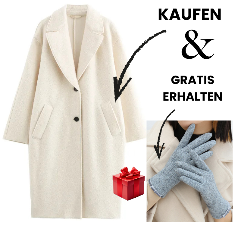 Elegant wool coat for women + FREE gloves